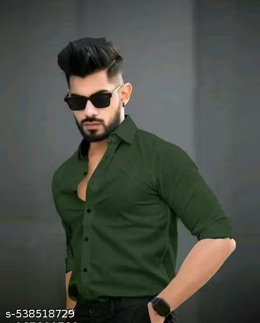 Mens wear trendy look solid readymade long sleeves shirts