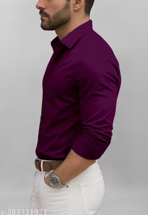 IMPORTED stylish plain cotton shirts for men- WINE PURPLE
