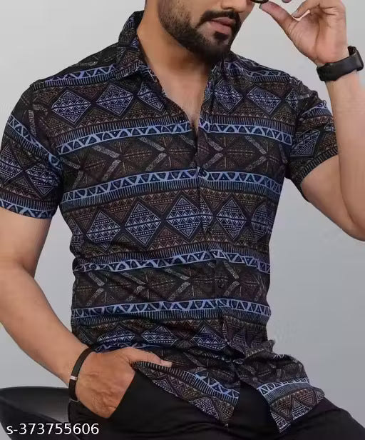 icom Men's Ethnic Motif Regular Spread Collar Multicolor Shirts