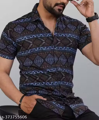 icom Men's Ethnic Motif Regular Spread Collar Multicolor Shirts