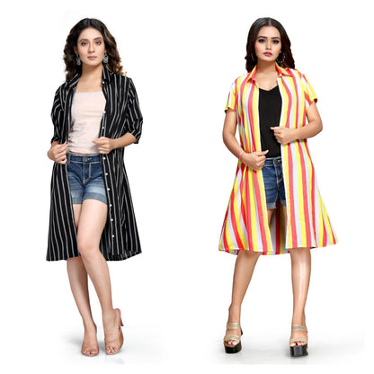 Women's Crepe Printed Shirt Style Short Dress Buy 1 Get 1 Free
