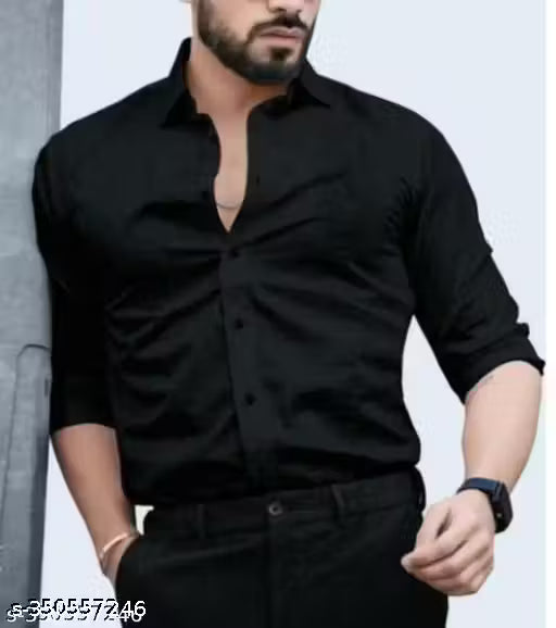 Men Regular Fit Solid Plain white shirt