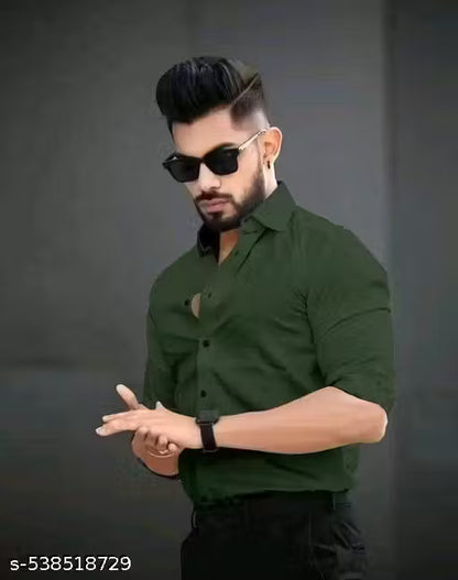 Mens wear trendy look solid readymade long sleeves shirts