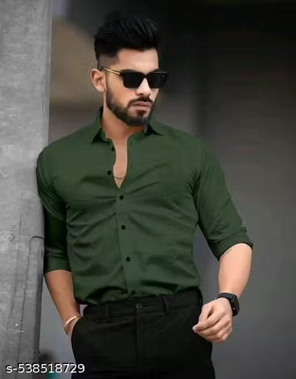 Mens wear trendy look solid readymade long sleeves shirts