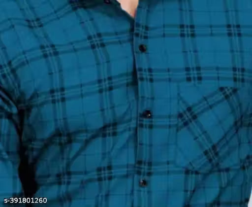 Fatty Mouse Men's Checked Spread Collar Blue Shirts