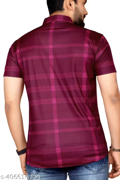 STI Men's Printed Regular Spread Collar Maroon Shirts