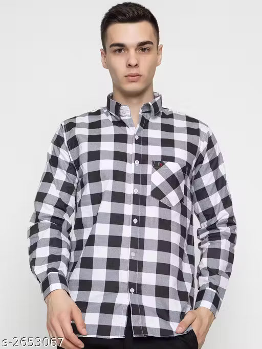 Frekman Stylish Cotton Blend Check Men's Shirt