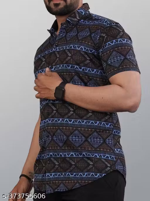 icom Men's Ethnic Motif Regular Spread Collar Multicolor Shirts